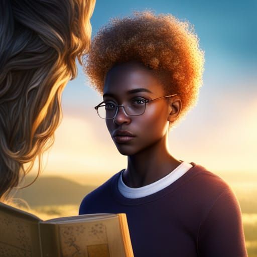 Teenage Reader with Nose Ring: Detailed Matte Painting