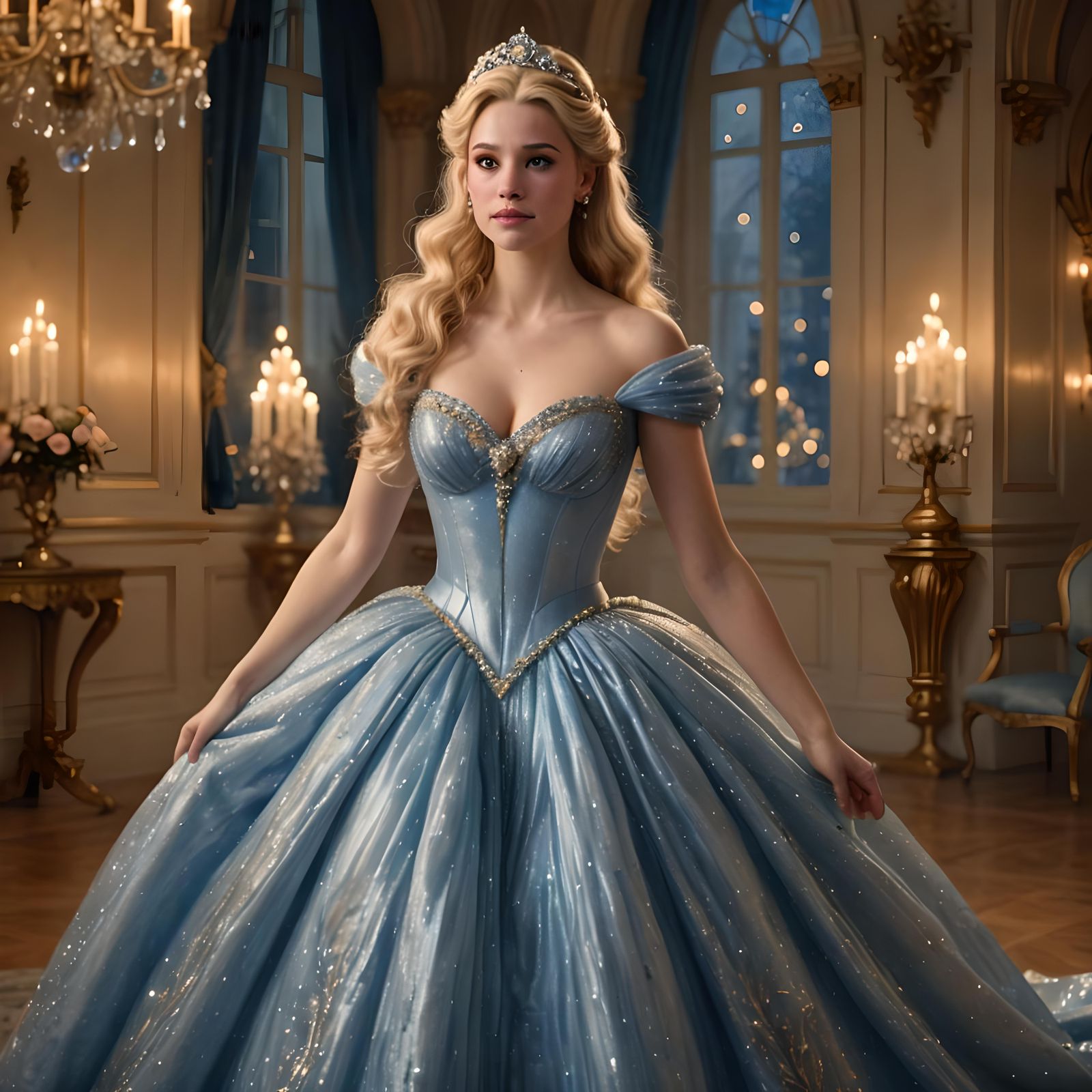 Hyperrealistic Cinderella with Blond Hair