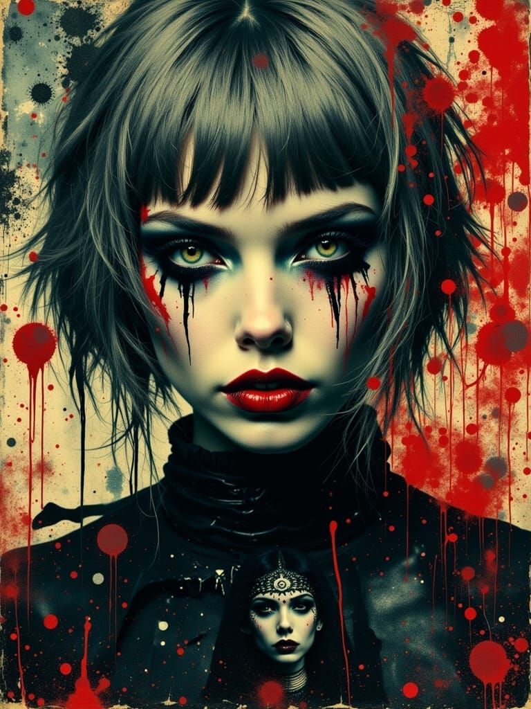 Gothic Abstract Portrait of a Melancholic Woman