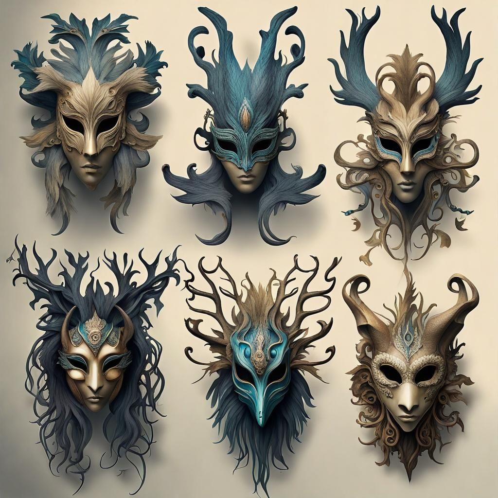 Mythical Creature Masquerade with Elaborate Masks
