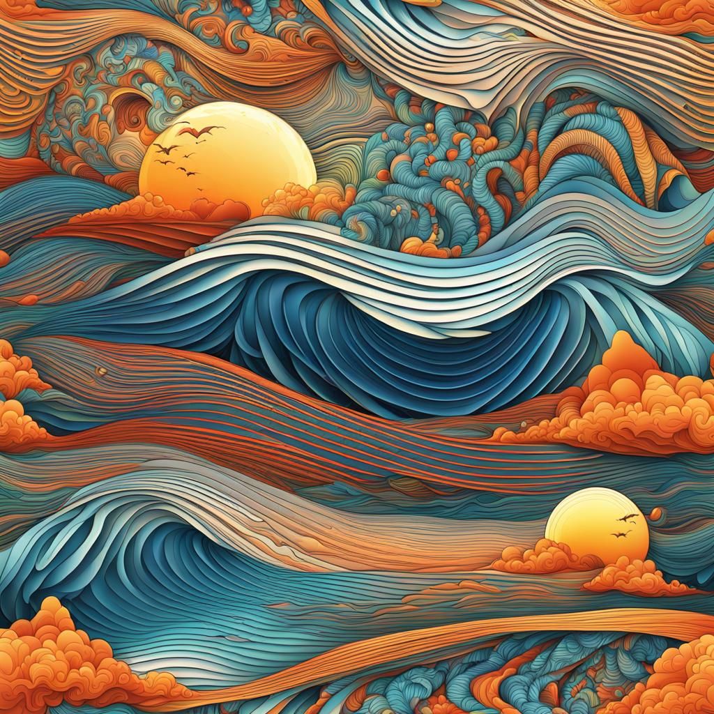 Miami Sunset: Abstract Vector Fractal Art