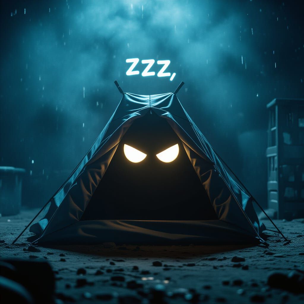 Sleeping Tent Twitch Emote with Glowing Eyes