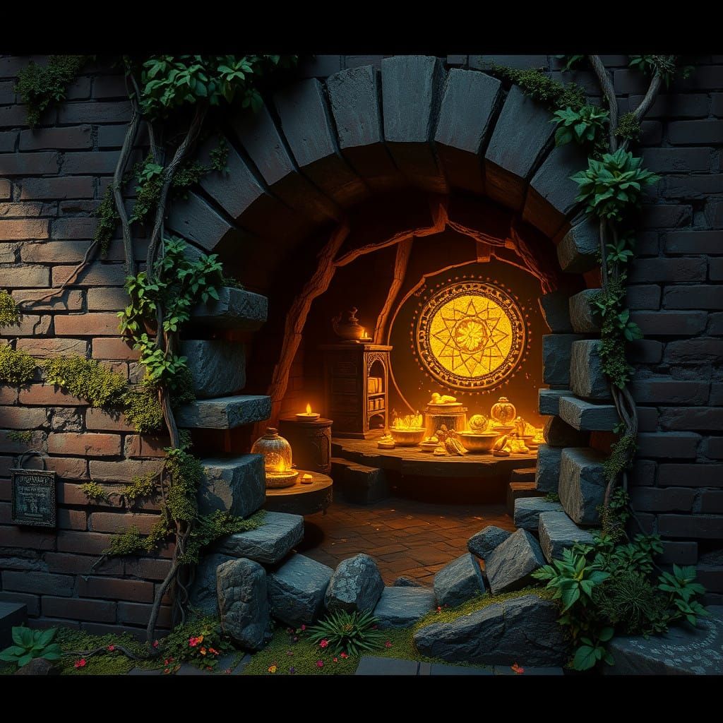 Ancient Wall Reveals Mystical Chamber in Vibrant, Glowing Co...