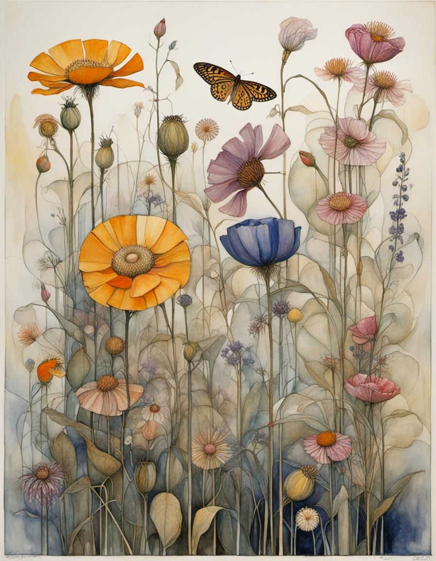 Floral Art Nouveau Wildflowers