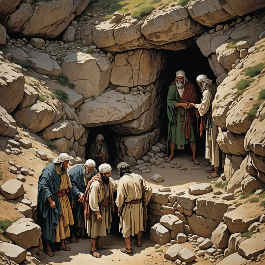 Biblical Burial Scene in Cave of Machpelah
