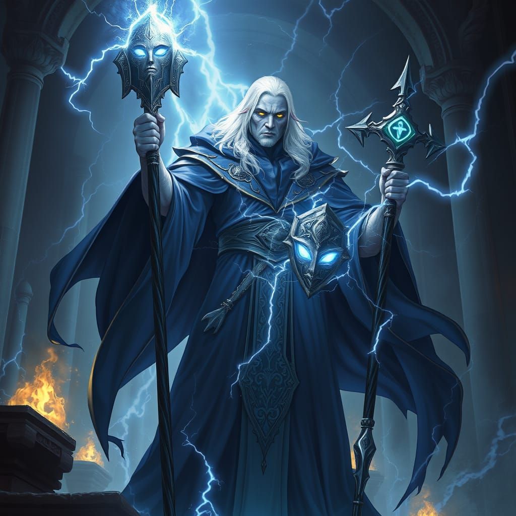 Zahkriisos in Stormy Solstheim Chamber, Dark Fantasy Art