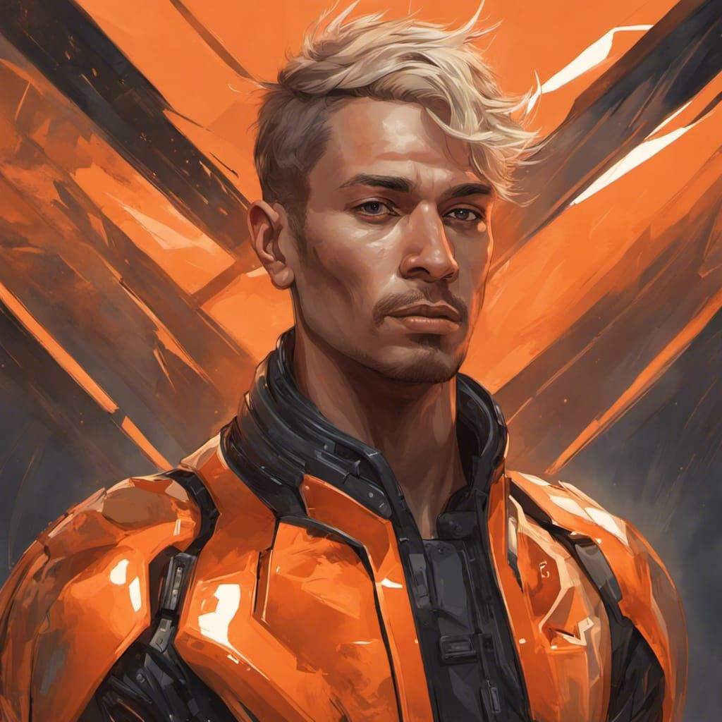 Futuristic Portrait of Hispanic Man in Triadic Colors