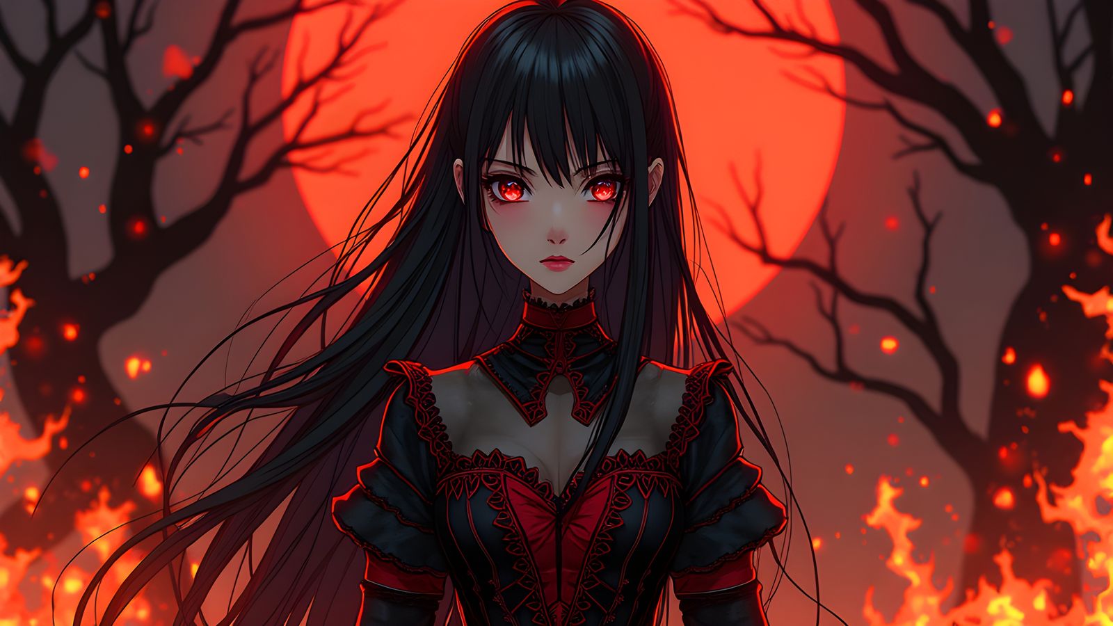 Gothic Anime Princess of Fire Digital Art