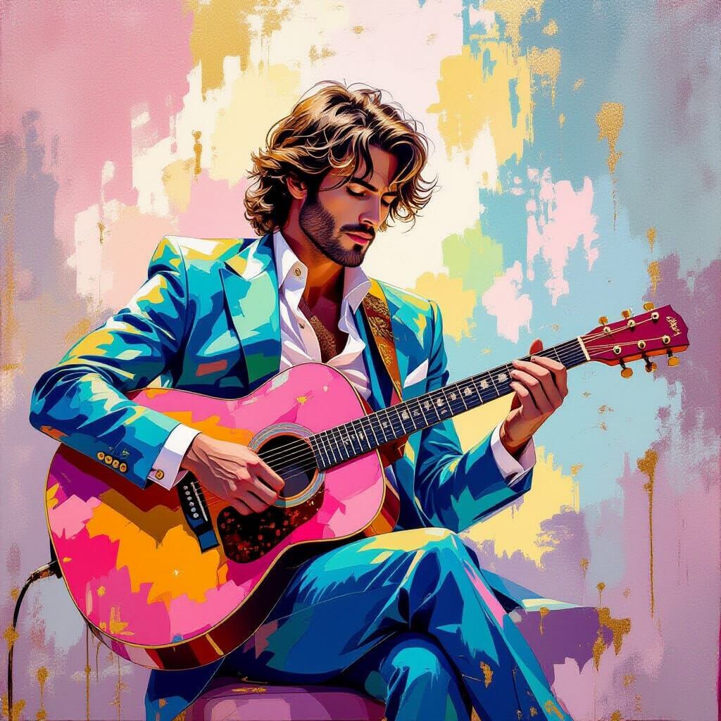 Guitar Player in Metamodern Style