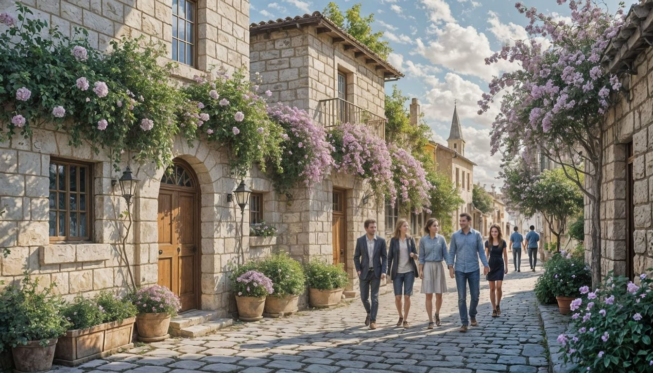 Impressionistic Israel Village Street Scene