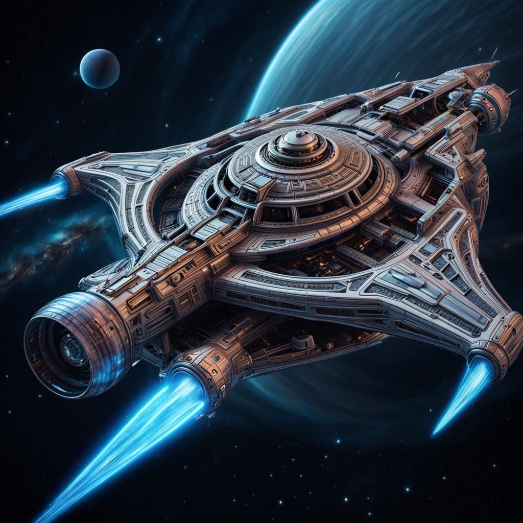 Intergalactic Star Cruiser Over New World