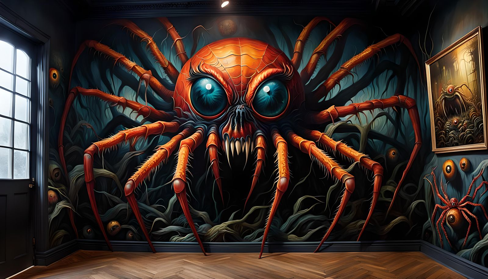 Hellish Nightmare Mural in Surreal Digital Art Style
