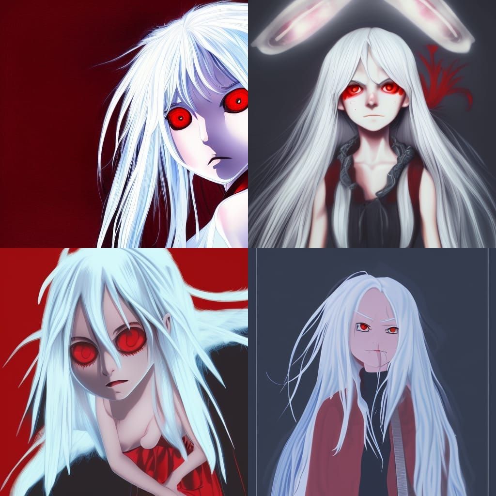 Anime Demon Girl with Skull in Ghibli Style