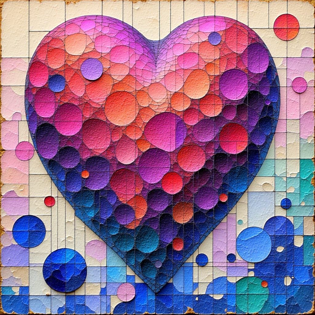 Surreal Heart Tessellation in Dreamy Pinks and Blues