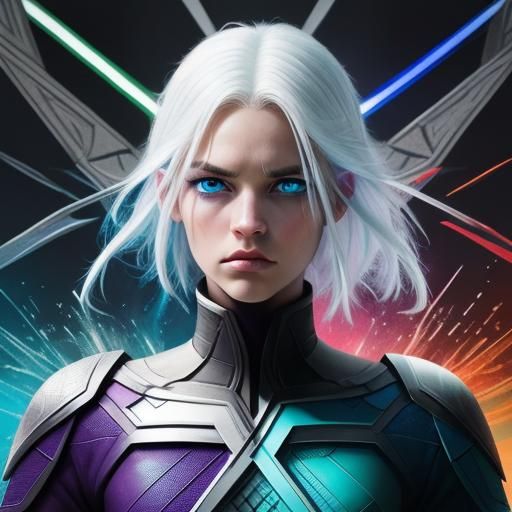 X-Men Storm Portrait with Colorful Detailed Background