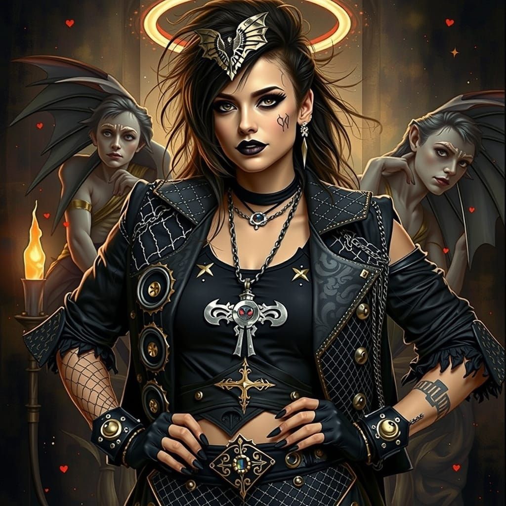 Geometric Valentine's gothic winged goth dark Cupid   hearts cubism  love god ( colored pencil  technique) Too much reli...