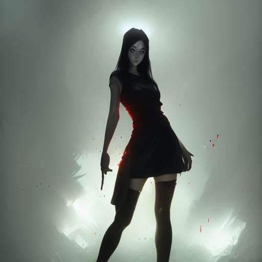 Dark Fantasy Nurse on Highway, Hyperdetailed Art