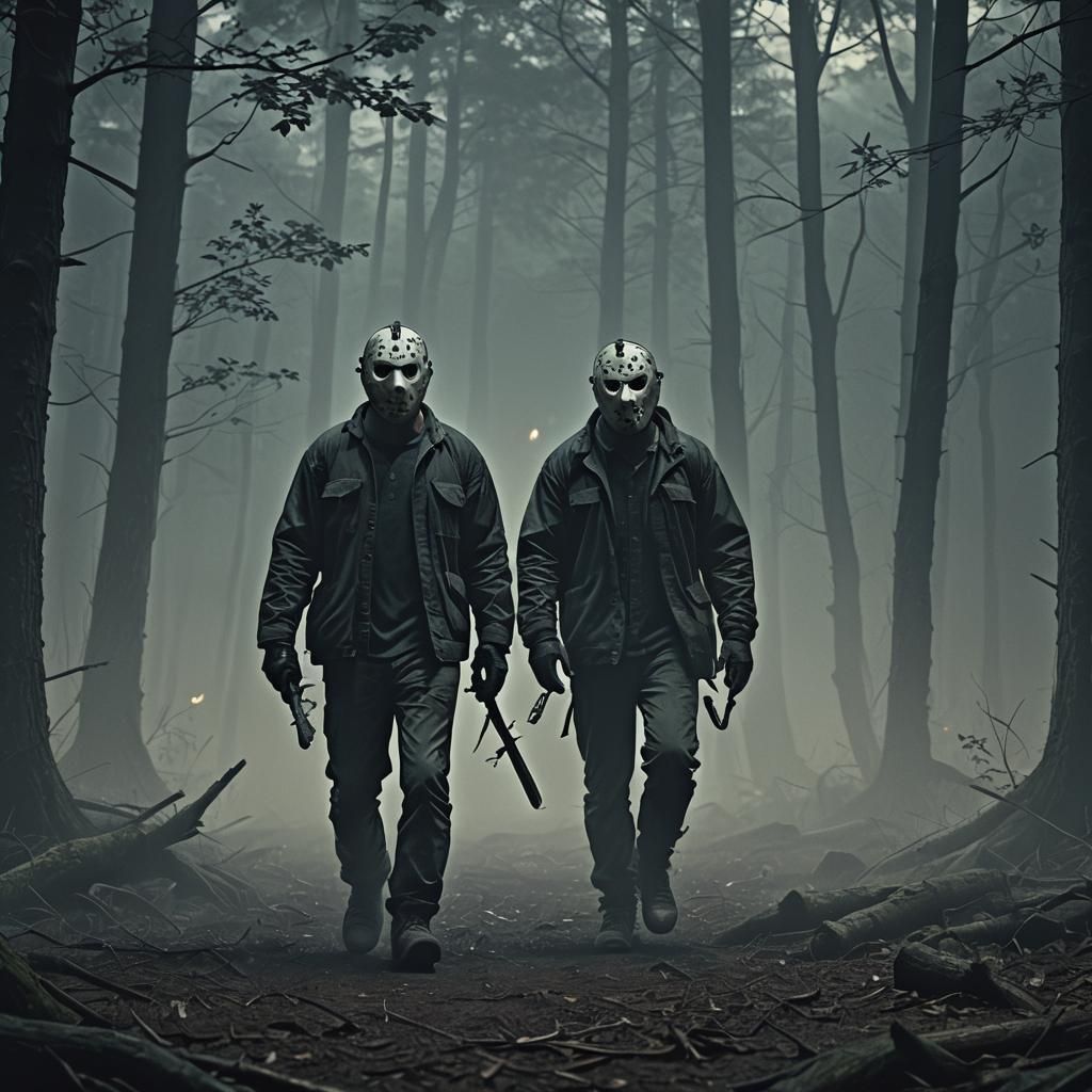 Jason Voorhees in Ominous Low-Poly Forest