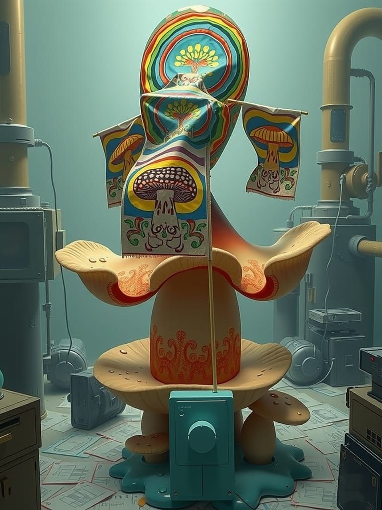 Whimsical Fungal Celebration in Industrial Style