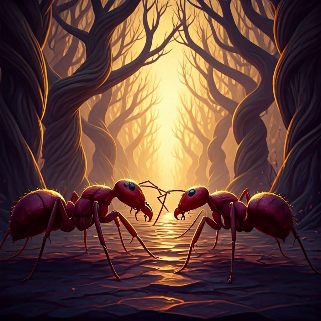 Giant Red Ants in Ancient Dark Fantasy Realm