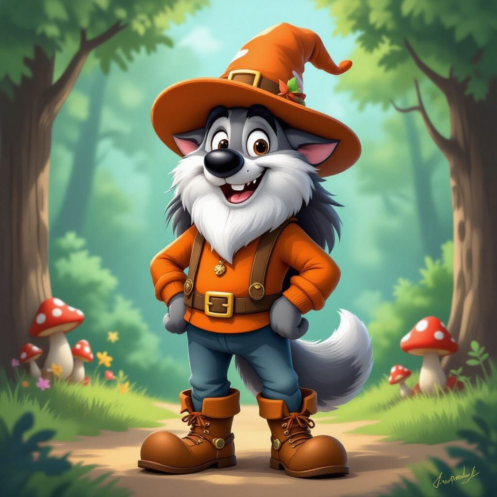 Whimsical Forest Guardian in Starry Mushroom Hat