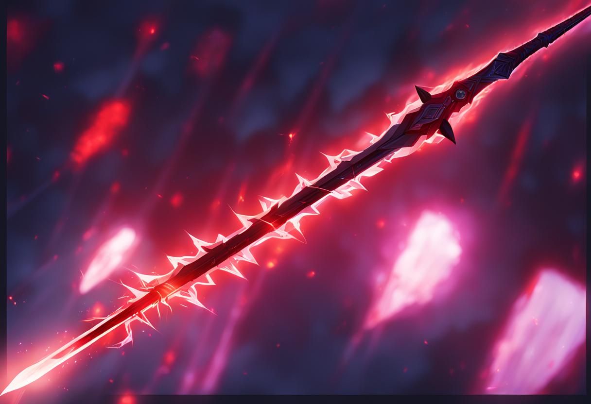 Dark Fantasy Spear with Runes in Anime Art Style