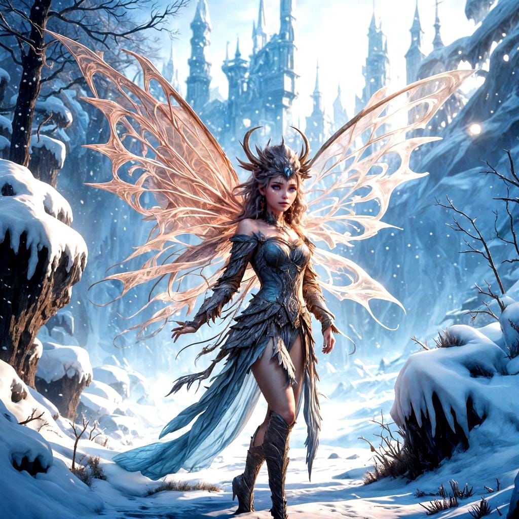 Ethereal Ice Fairy in Frozen Wonderland