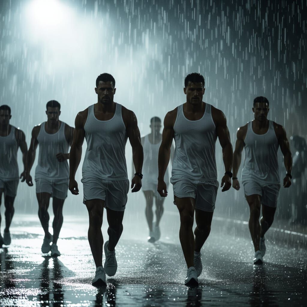 Athletes Walking in the Rain: Cinematic Film Photography