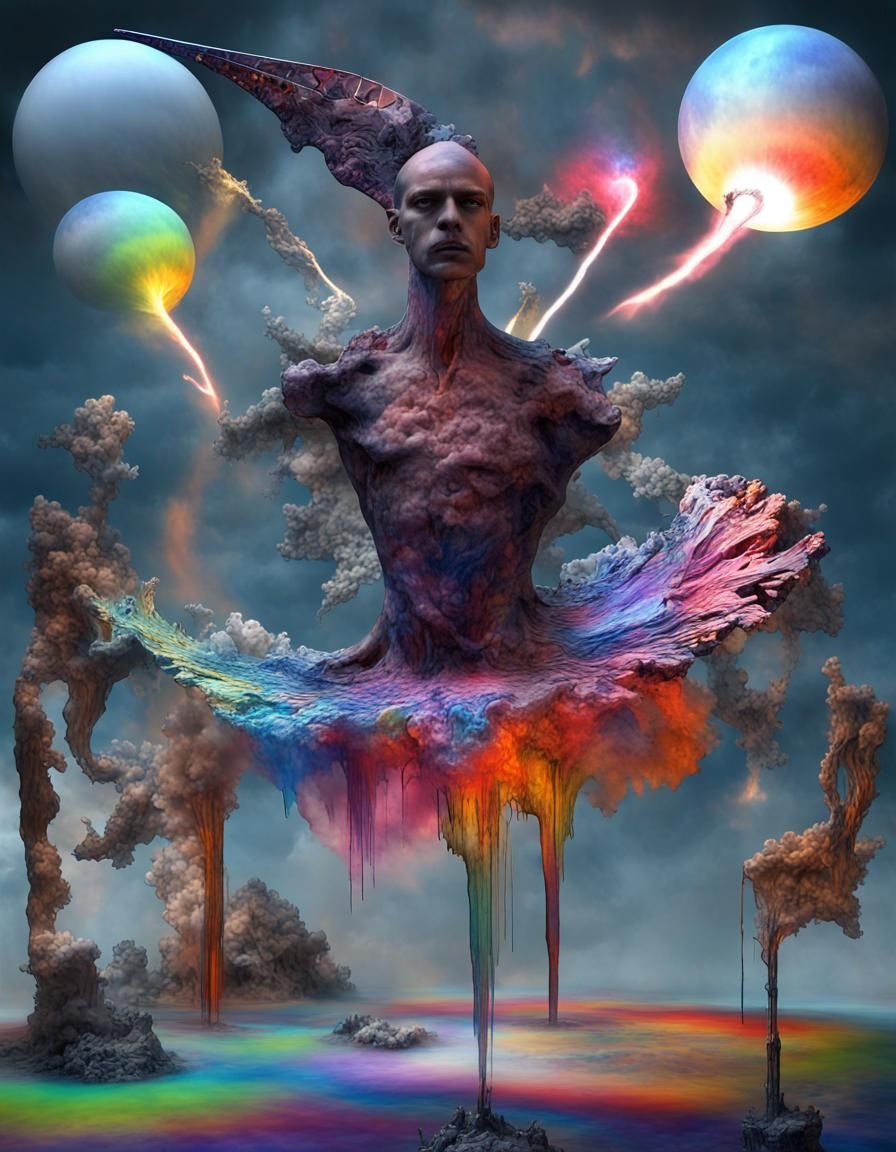 Surreal Stormy Sky: Cyberpunk Trompe-l'œil Fantasy