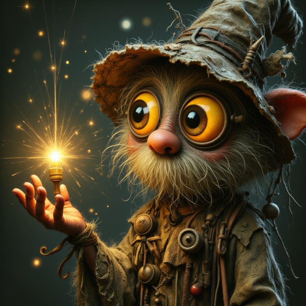 Mystical Character Reaches for Enchanting Light