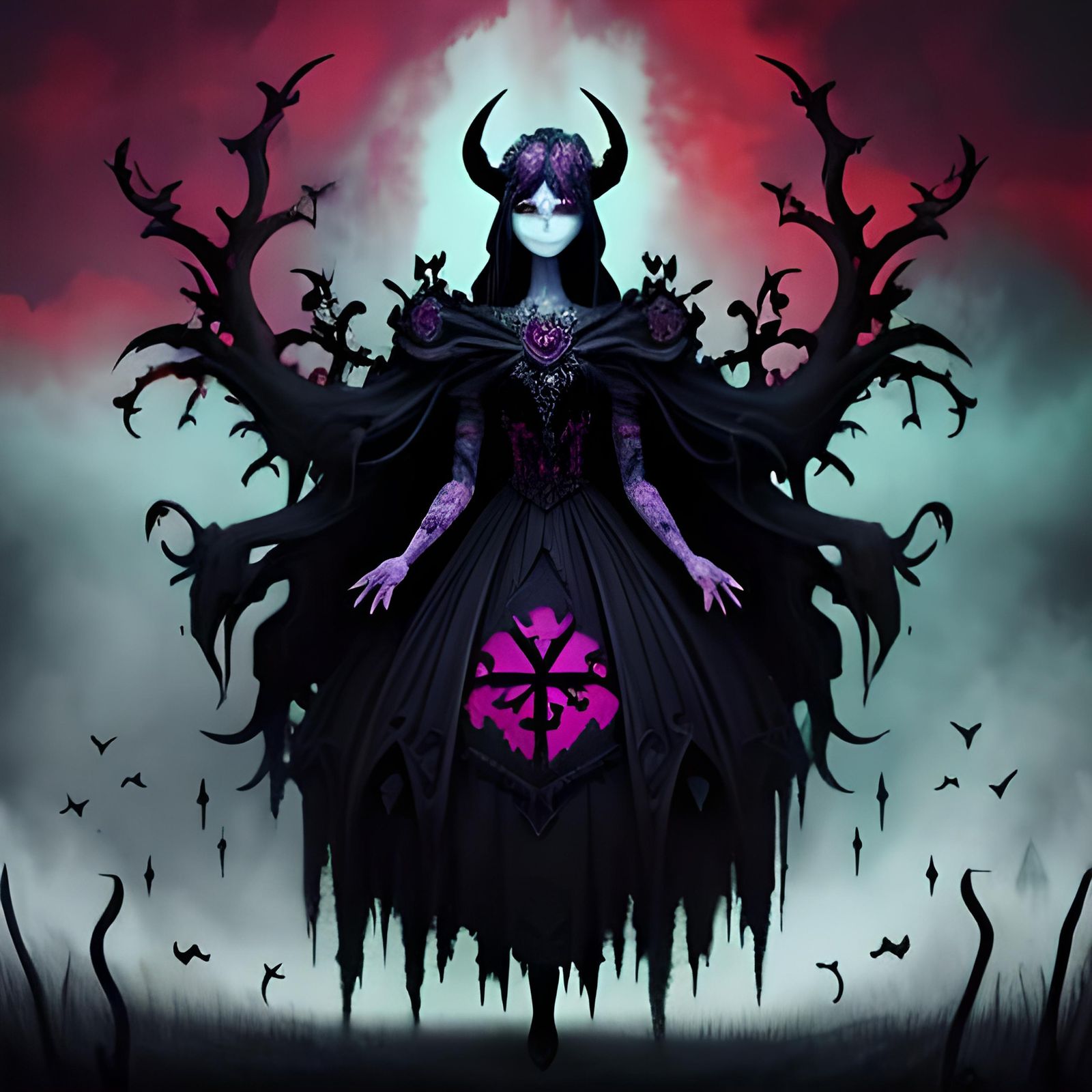 Gothic Folk Art Devil: Ethereal and Ominous