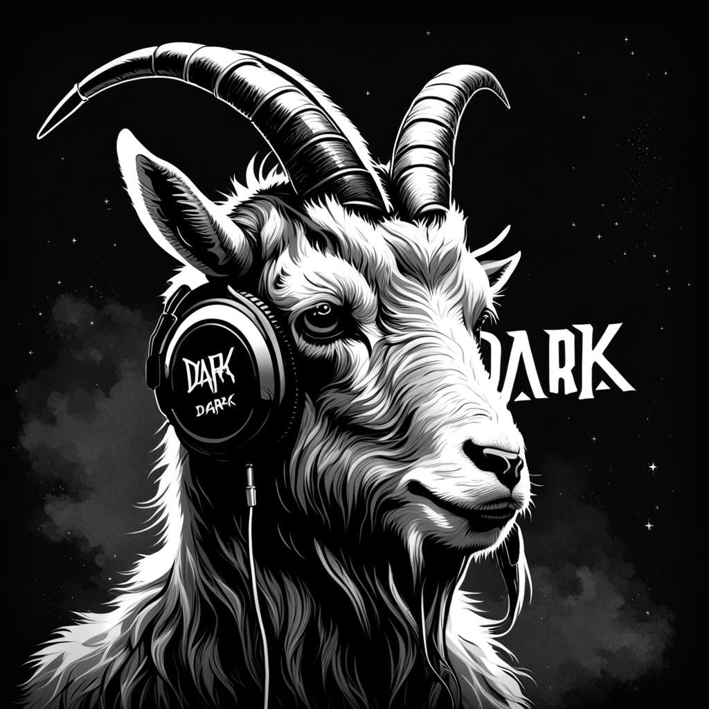 Goat Death Metal Album Cover in Synthwave Style