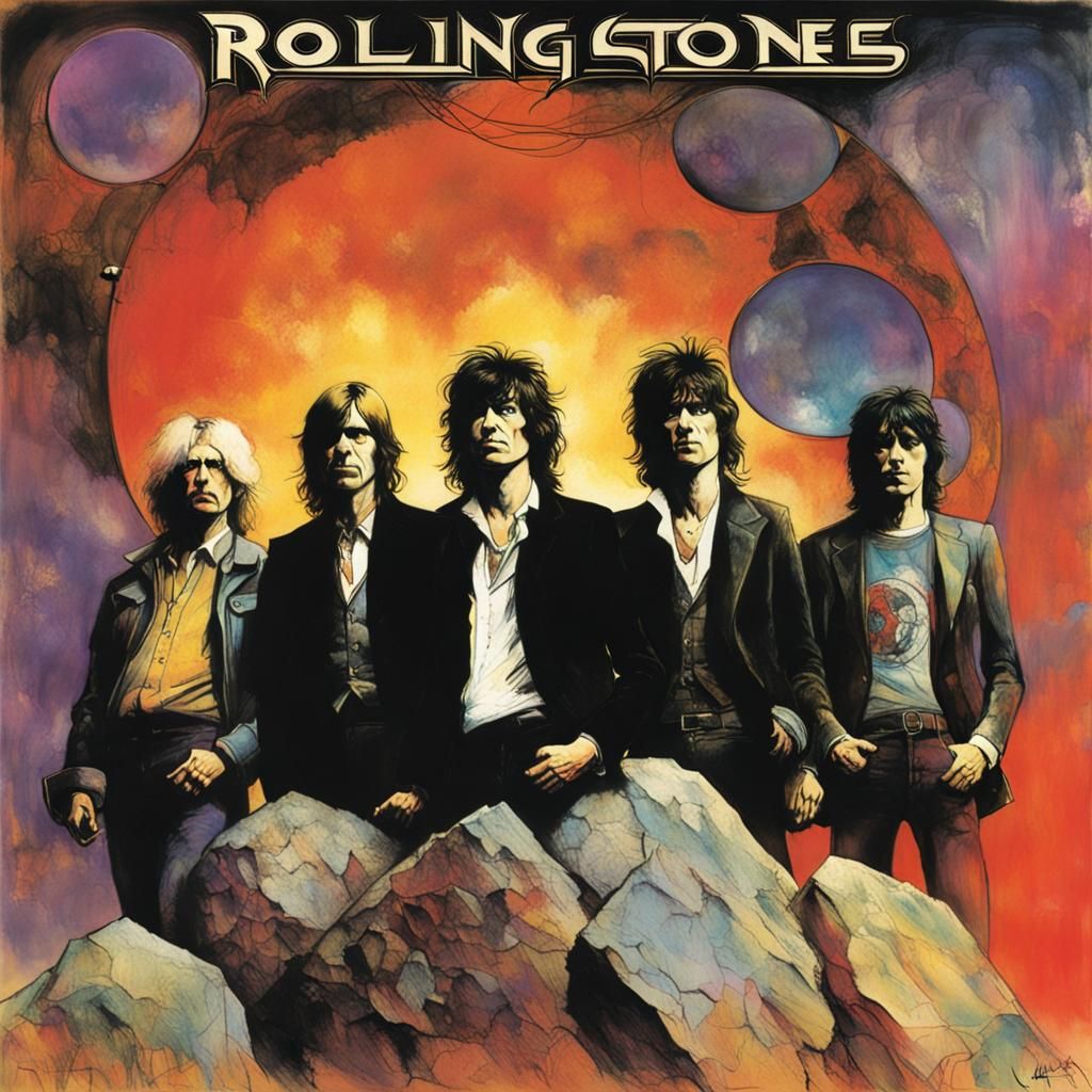 Rolling Stones Album Cover in Sienkiewicz Style