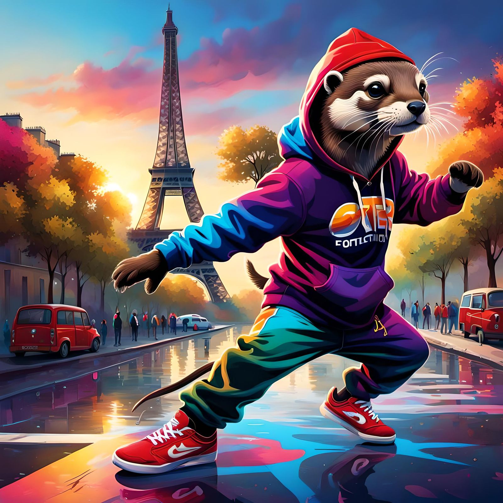 Otter Breakdancing in Paris: Olympics Splash Art