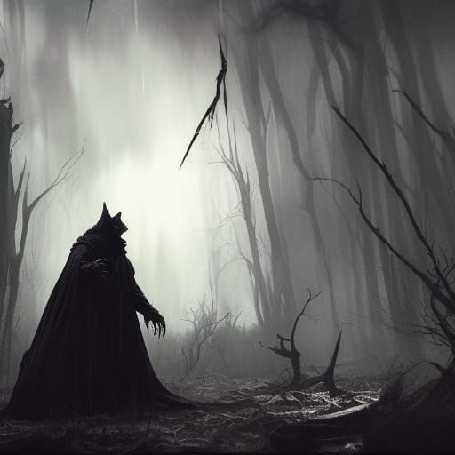 Dark Fantasy Werewolf Necromancer in Gothic Swamp