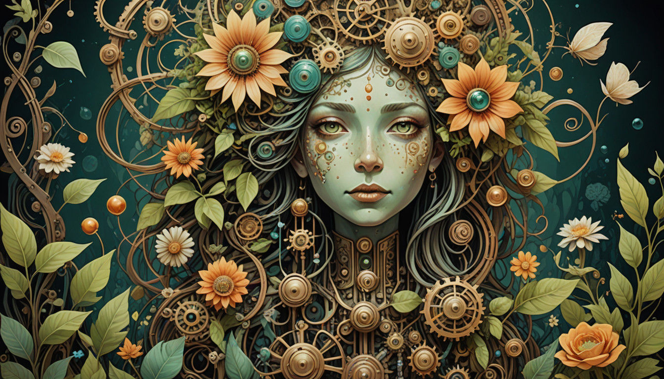 Steampunk Floral Fantastica in Earthy Tones