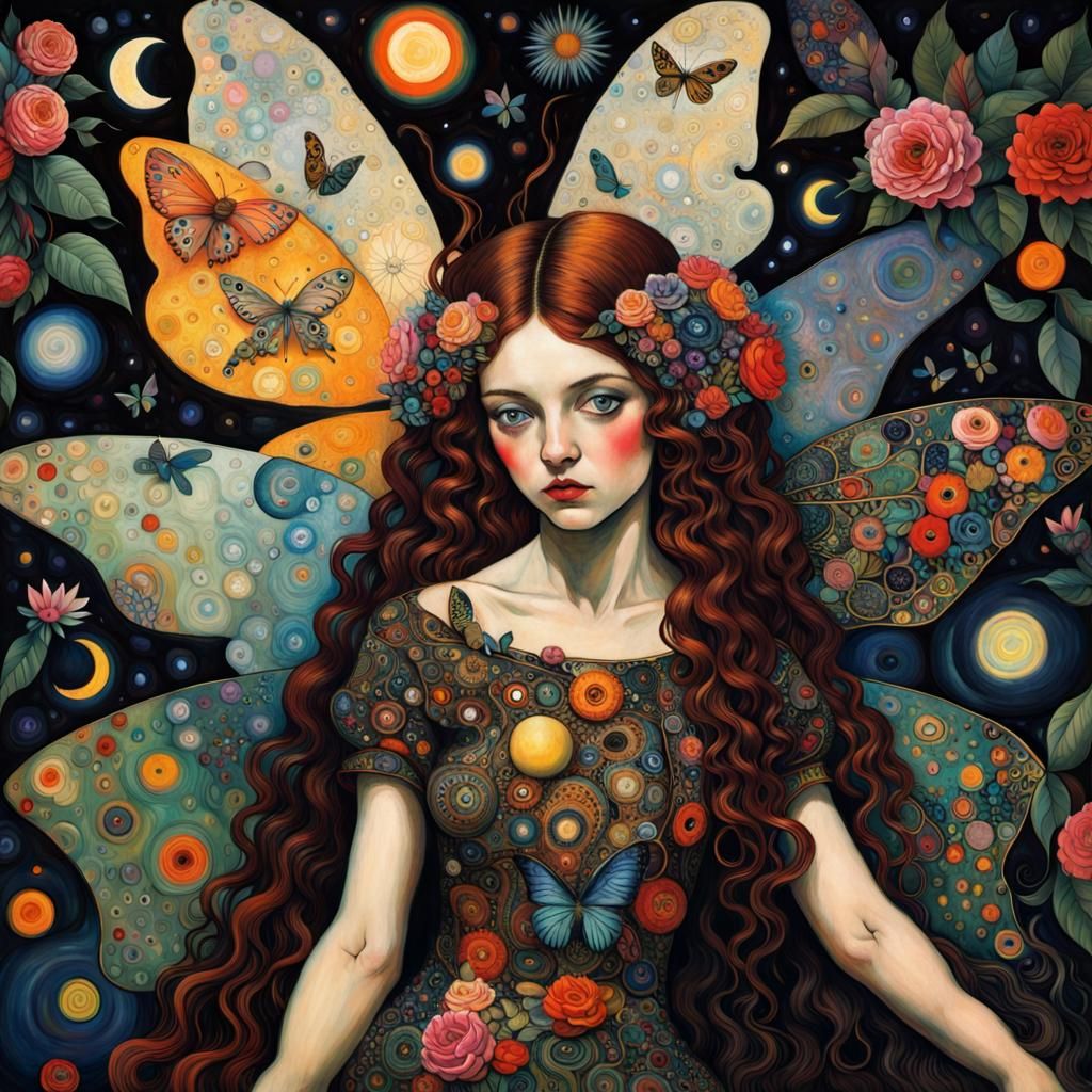 Butterfly in Maximalist Cosmic Dreamscape