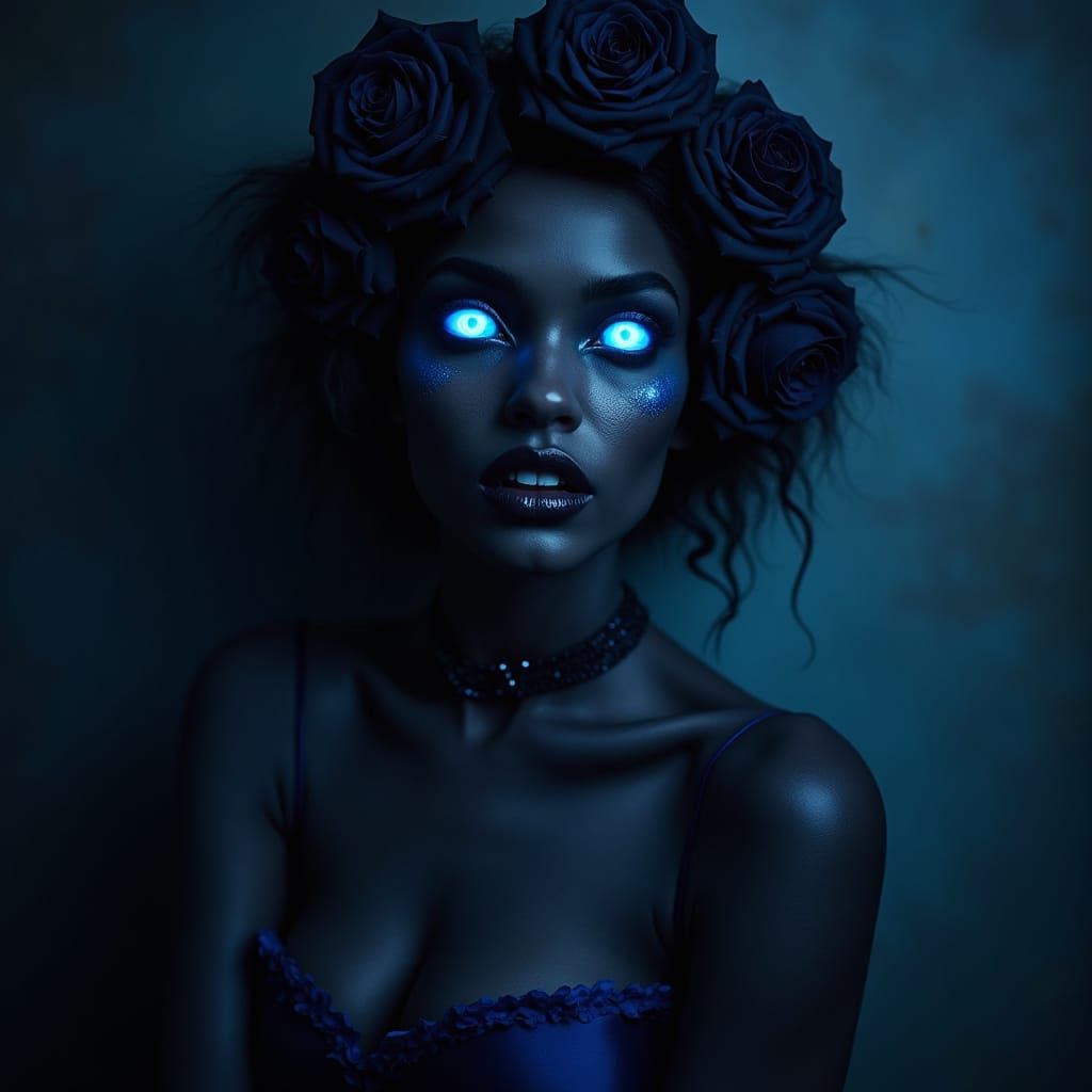 Ethereal Gothic Fae with Supernaturally Glowing Eyes