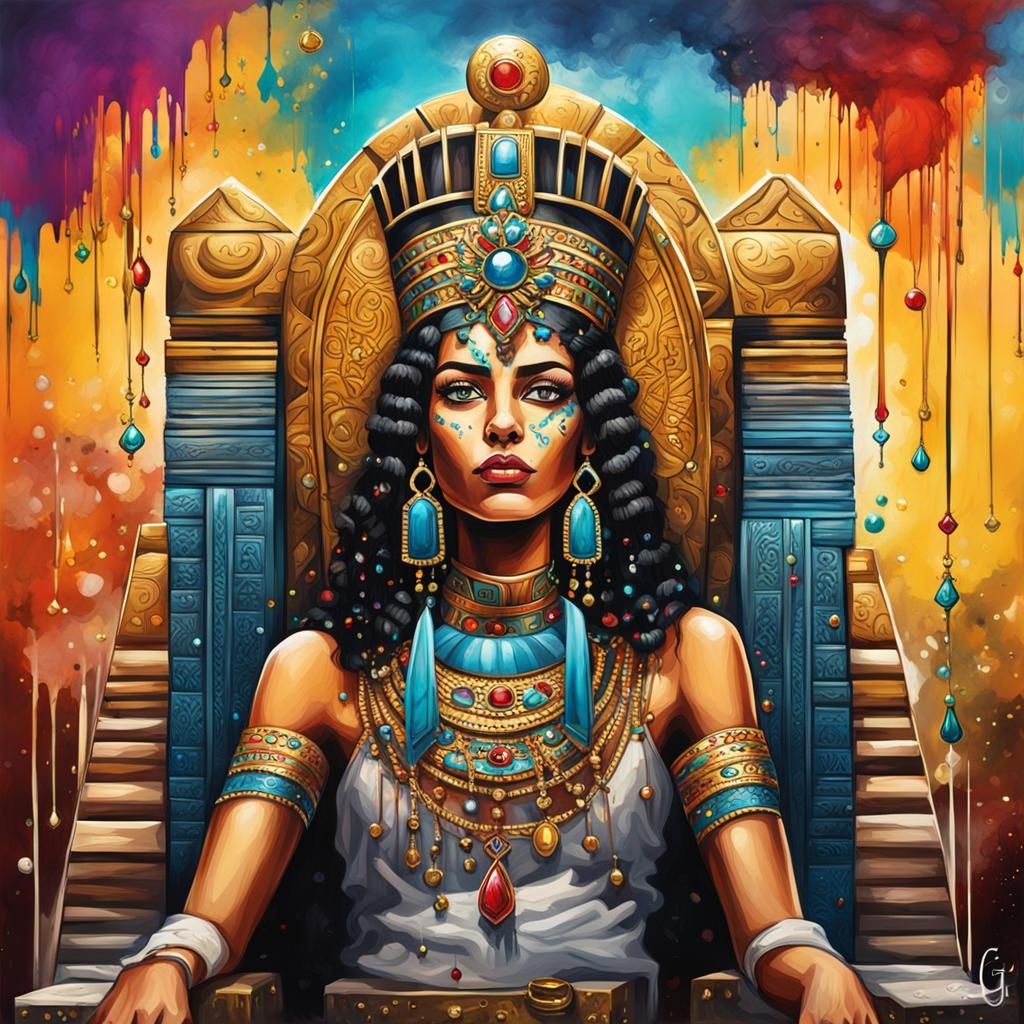 Egyptian Queen Portrait in Graffiti Art Style