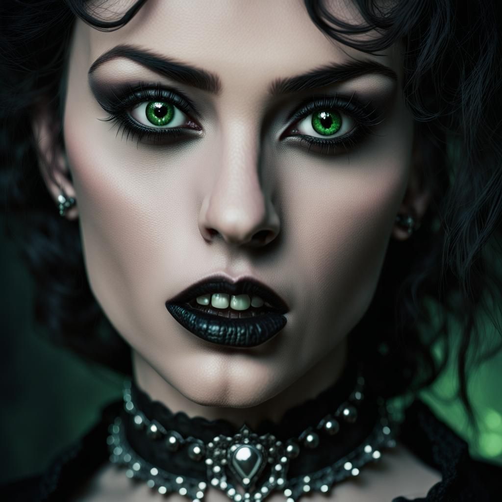 Gothic Vampire Woman Portrait in Moody Fashion Photography