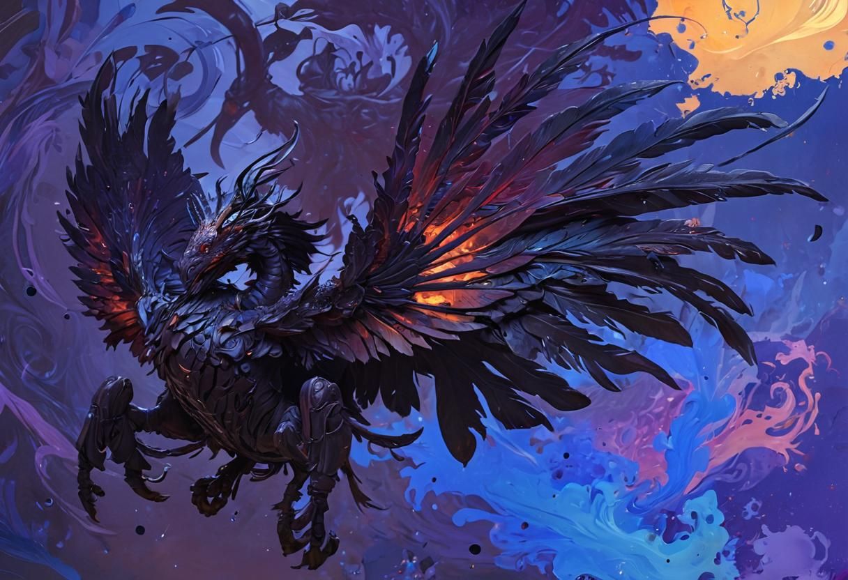 Dark Fantasy Masterpiece with Wings and Horns