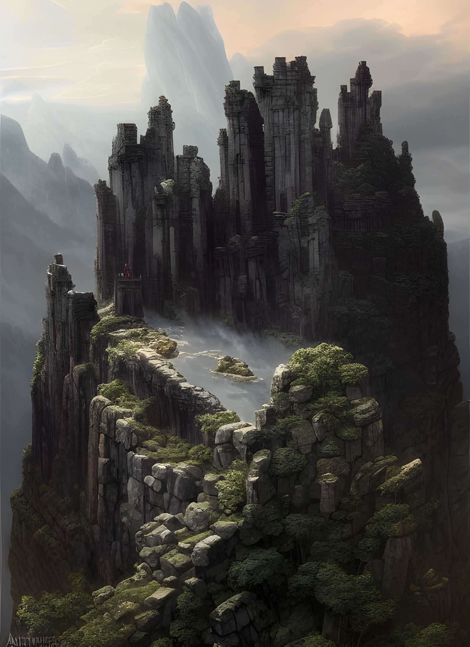 A pool collected in the ruins