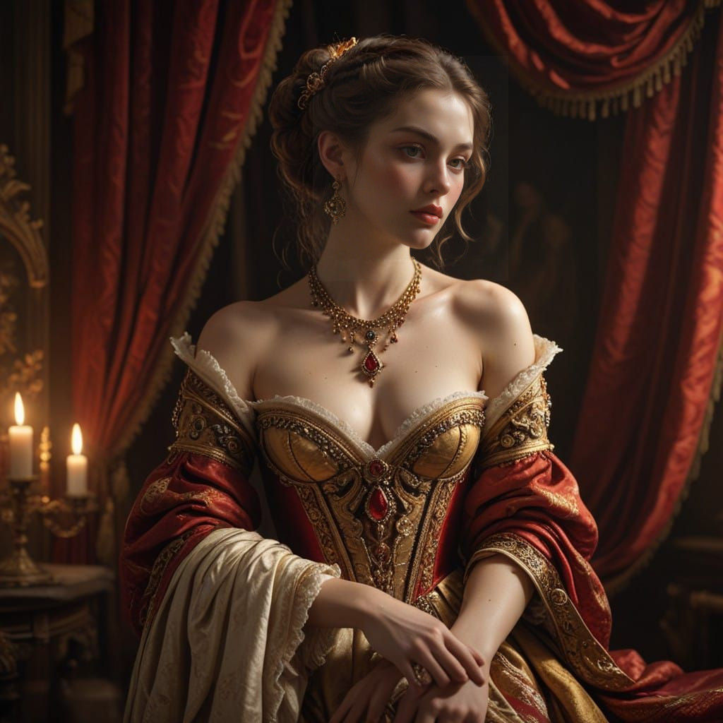 Elegant Baroque Goddess in Velvet Hush