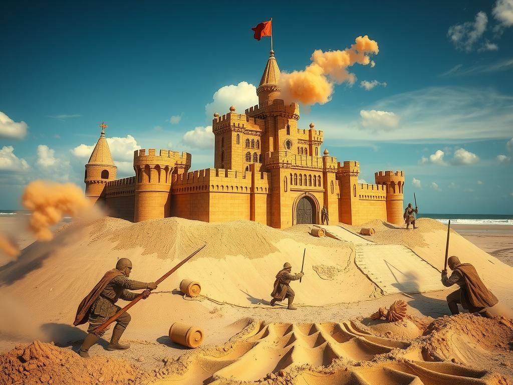 Sandcastle Siege: Medieval Fortress Under Attack