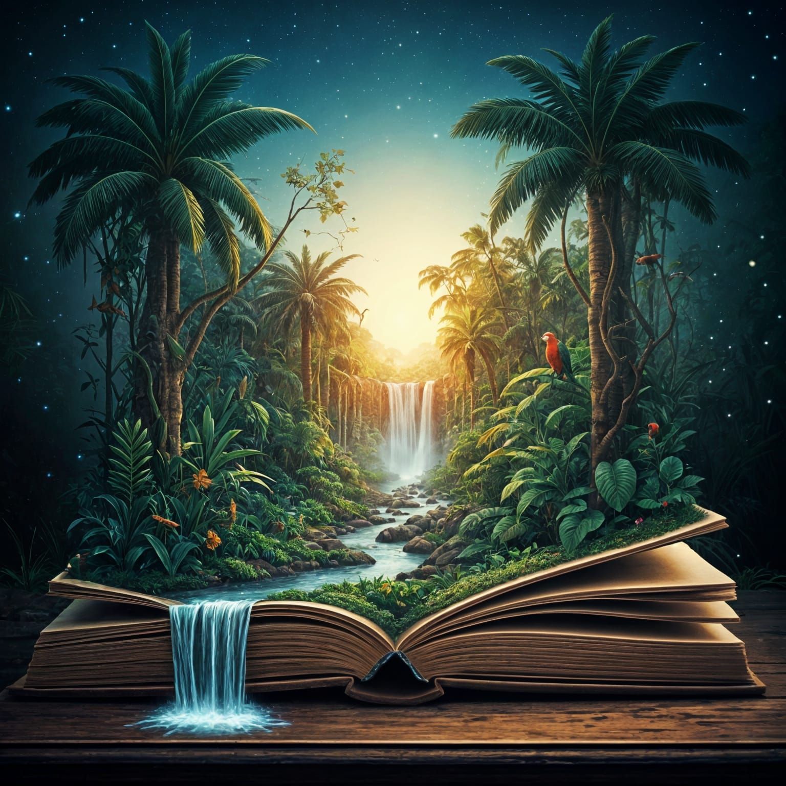 Jungle Portal: A Surreal Book Scene