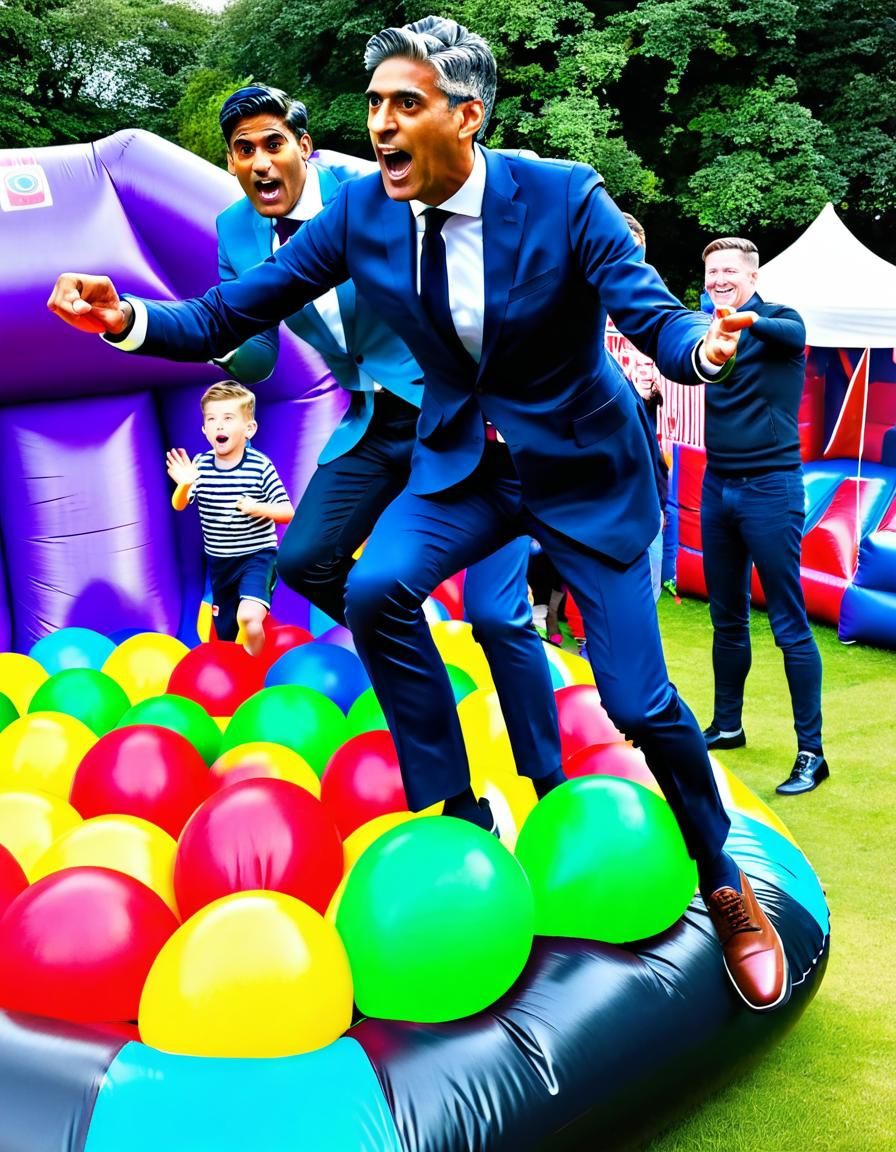 Sunak and Starmer Debate on Bouncy Castle