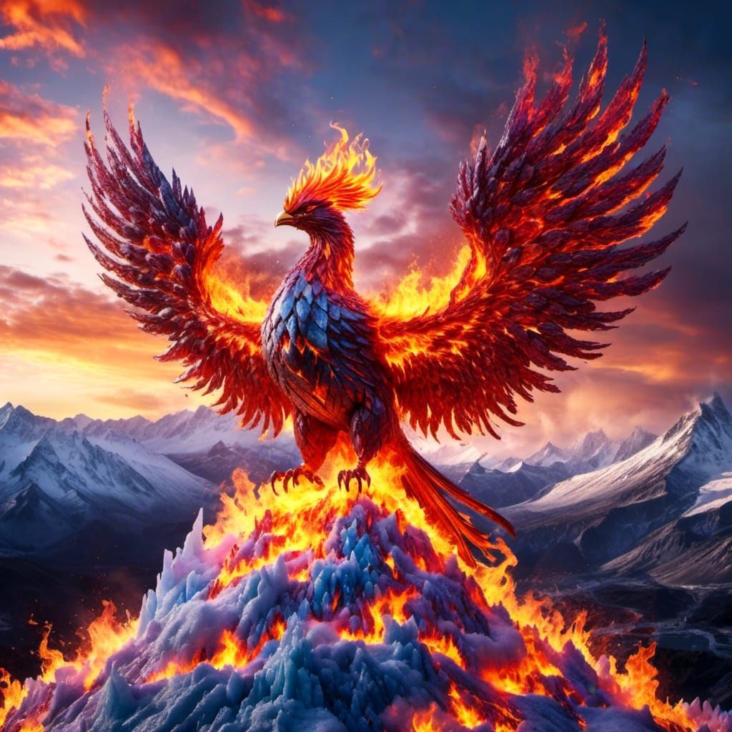Spectacular Ice and Fire Phoenix Rises