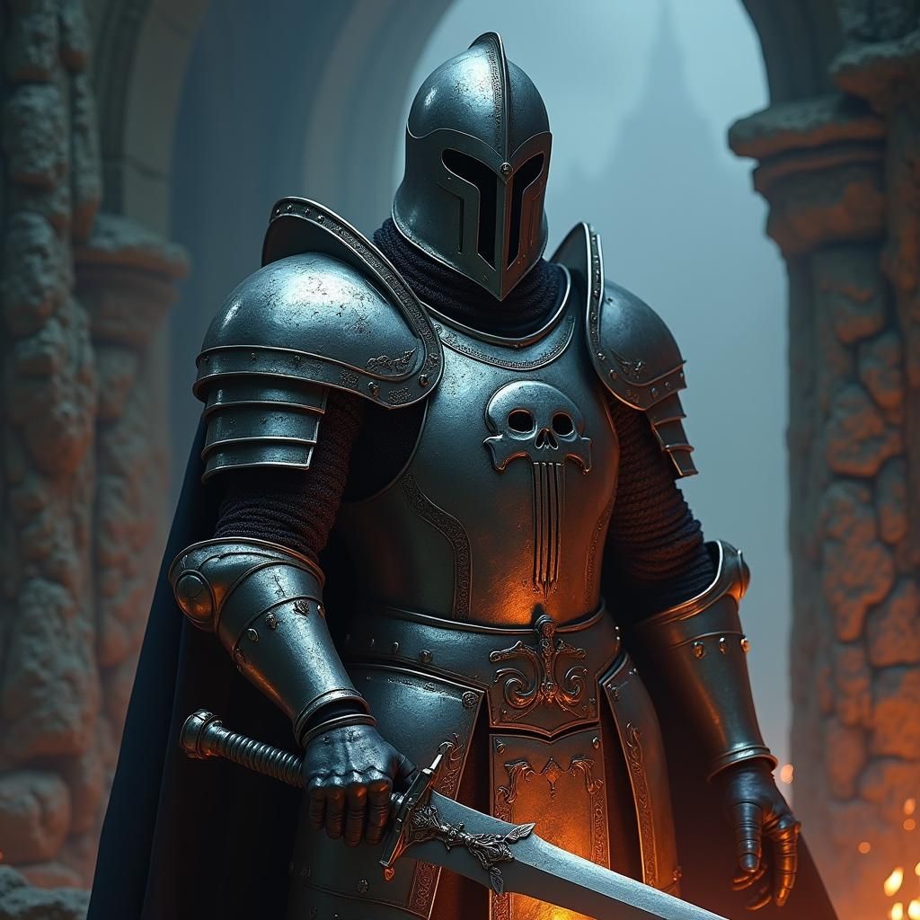 Majestic Crusader Knight with Punisher Skull