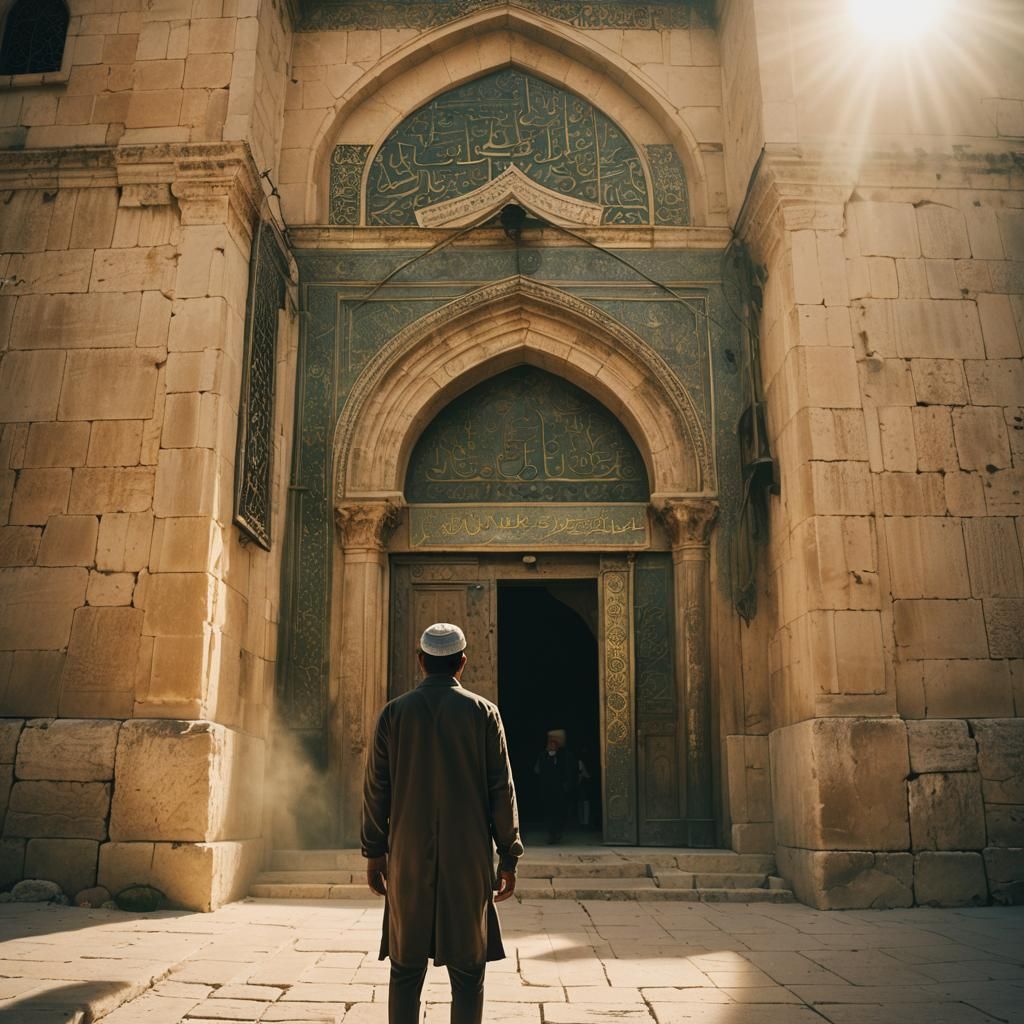 Al Aqsa Mosque: Cinematic Golden Hour Film Still