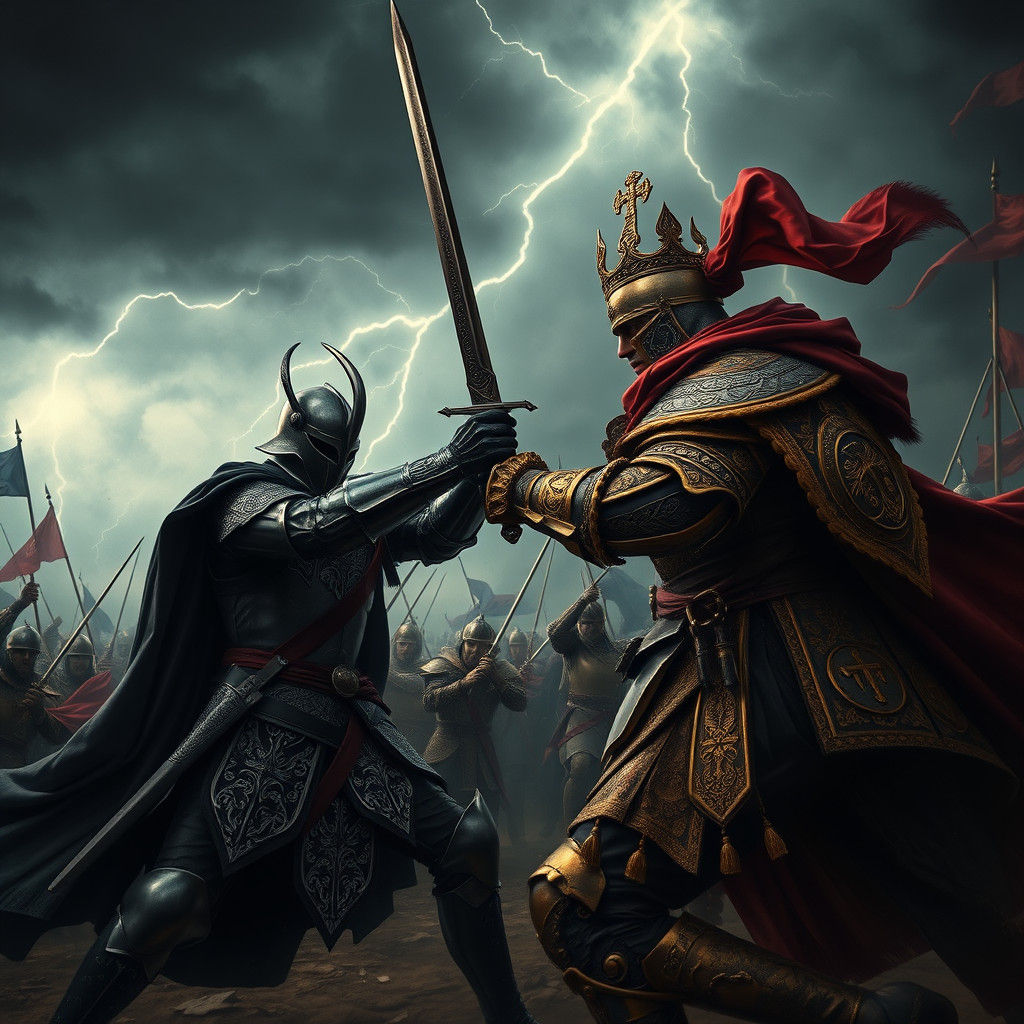 Epic Battlefield Clash in Baroque Style